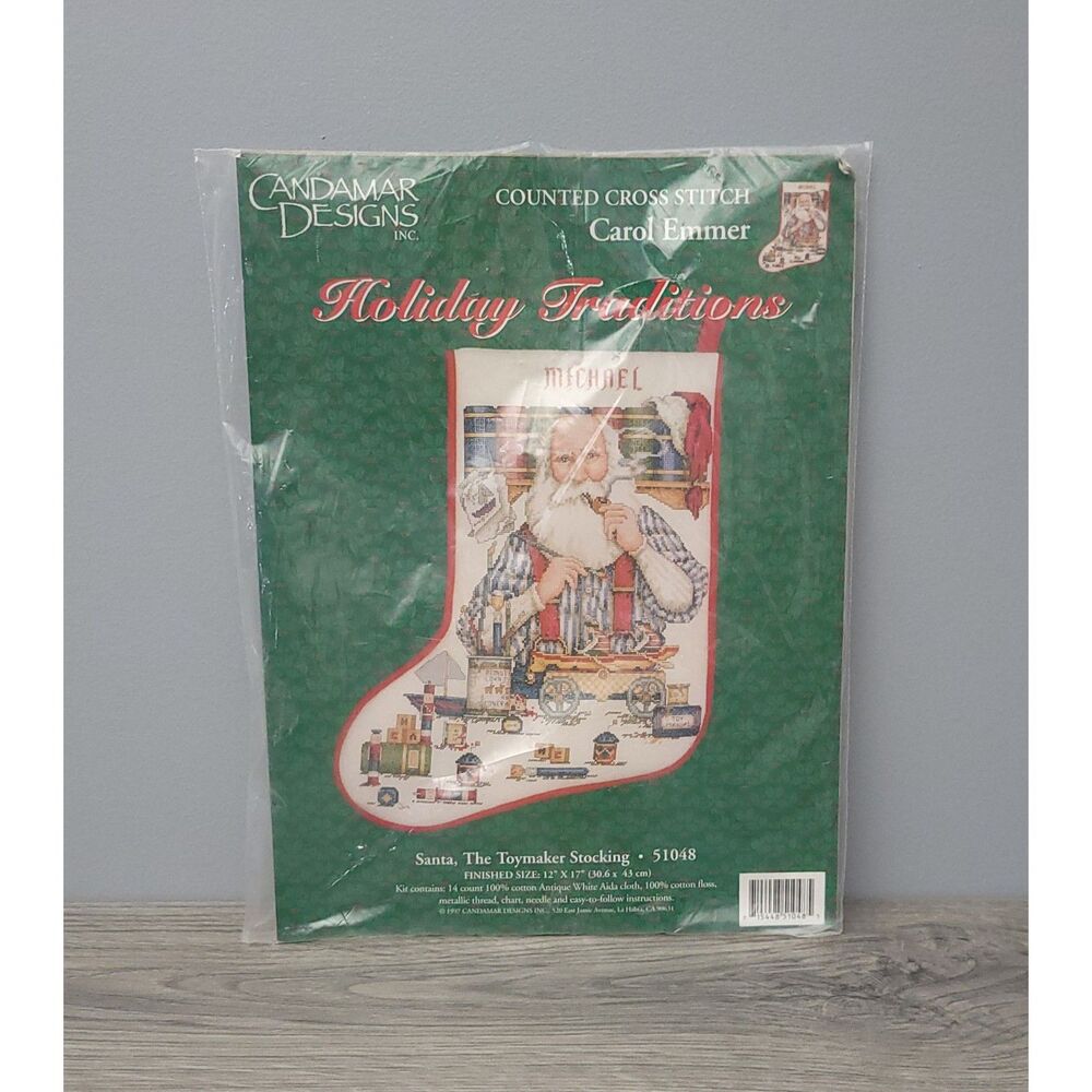 VTG 1997 Candamar Designs Santa The Toy Maker Counted Cross Stitch 51048 Emmer